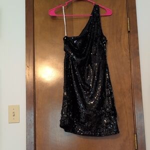 Lulu's Black Sequin Glam Dress